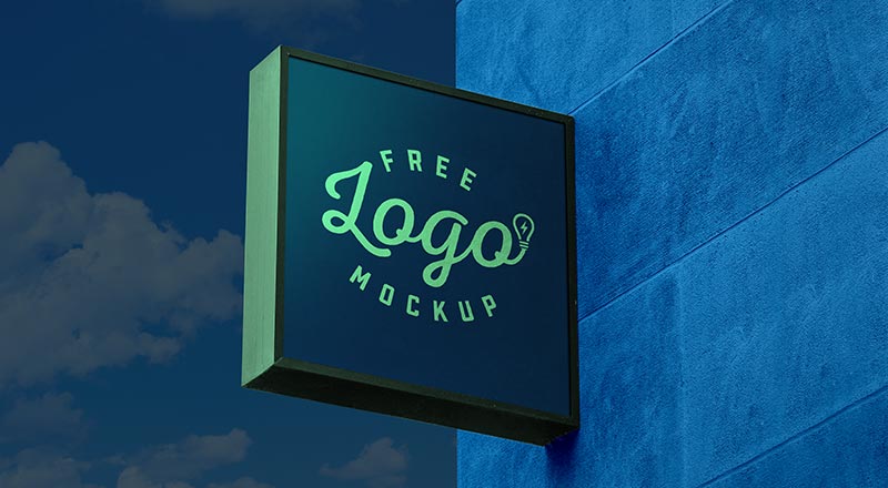 Free Wall Mounted Dark Signage Mockup Psd