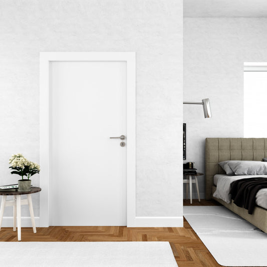 Free Wall With Blank Door Mockup Psd