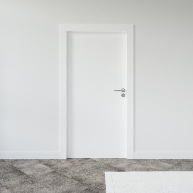 Free Wall With Blank Door Mockup Psd