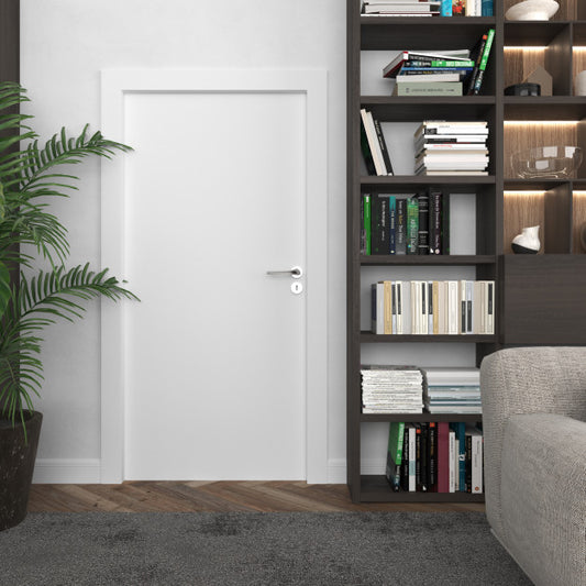 Free Wall With Blank Door Mockup Psd