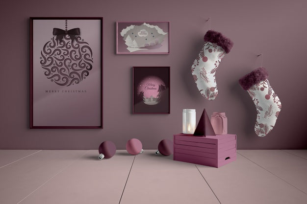 Free Wall With Decorations For Christmas Psd