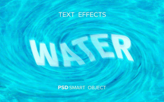 Free Water Text Effect Mock-Up Psd