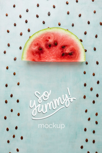 Free Watermelon Slice And Seeds Rain Mock-Up Psd