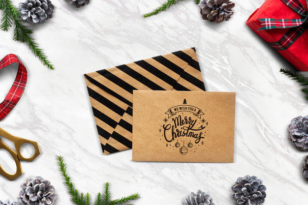 Free We Wish You A Merry Christmas Card Mockup Psd