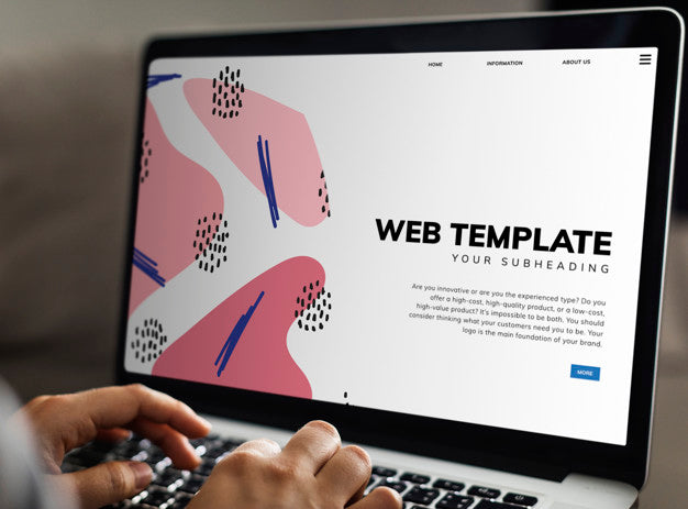 Free Website Template On Laptop Screen Psd