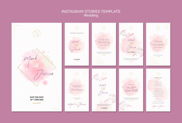 Free Wedding Instagram Stories Template Mock-Up Psd
