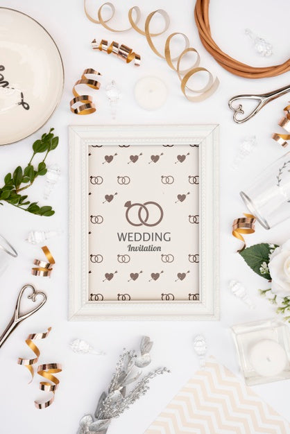 Free Wedding Invitation Frame With Mock-Up Psd