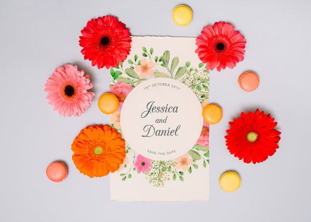 Free Wedding Invitation Mockup With Floral Concept Psd