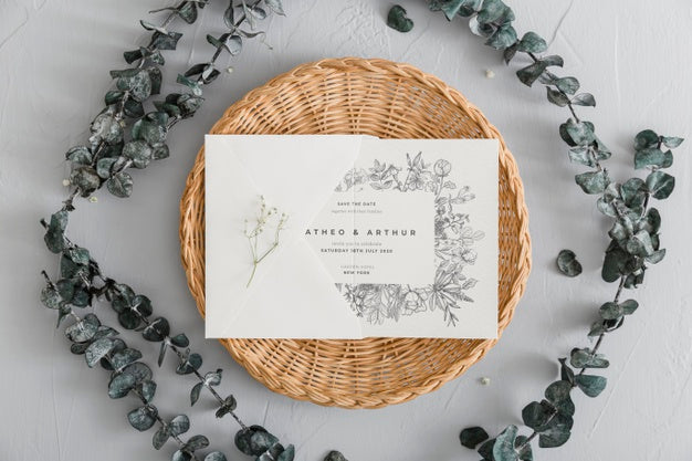 Free Wedding Invitation Top View Psd