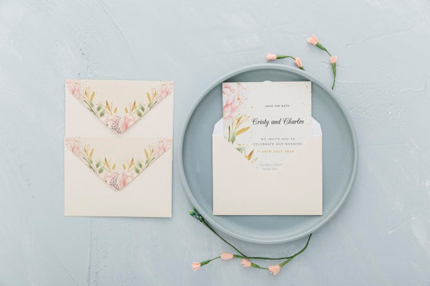 Free Wedding Invitation With Envelope Mock-Up Psd