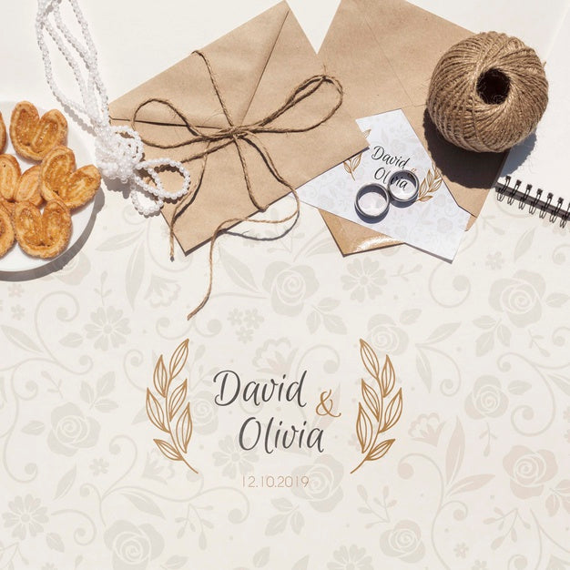 Free Wedding Paper Envelope With Weeding Rings Psd