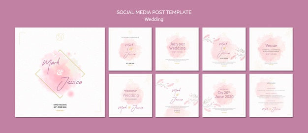 Free Wedding Social Media Post Template Mock-Up Psd