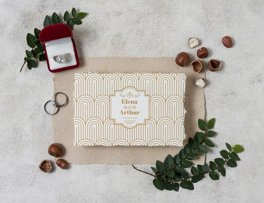 Free Wedding Still Life Mockup With Invitation Design Psd