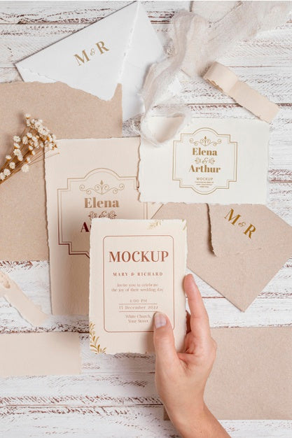 Free Wedding Still Life Mockup With Invitation Design Psd