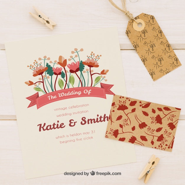 Free Wedding Templates, Label And Clothespins Psd