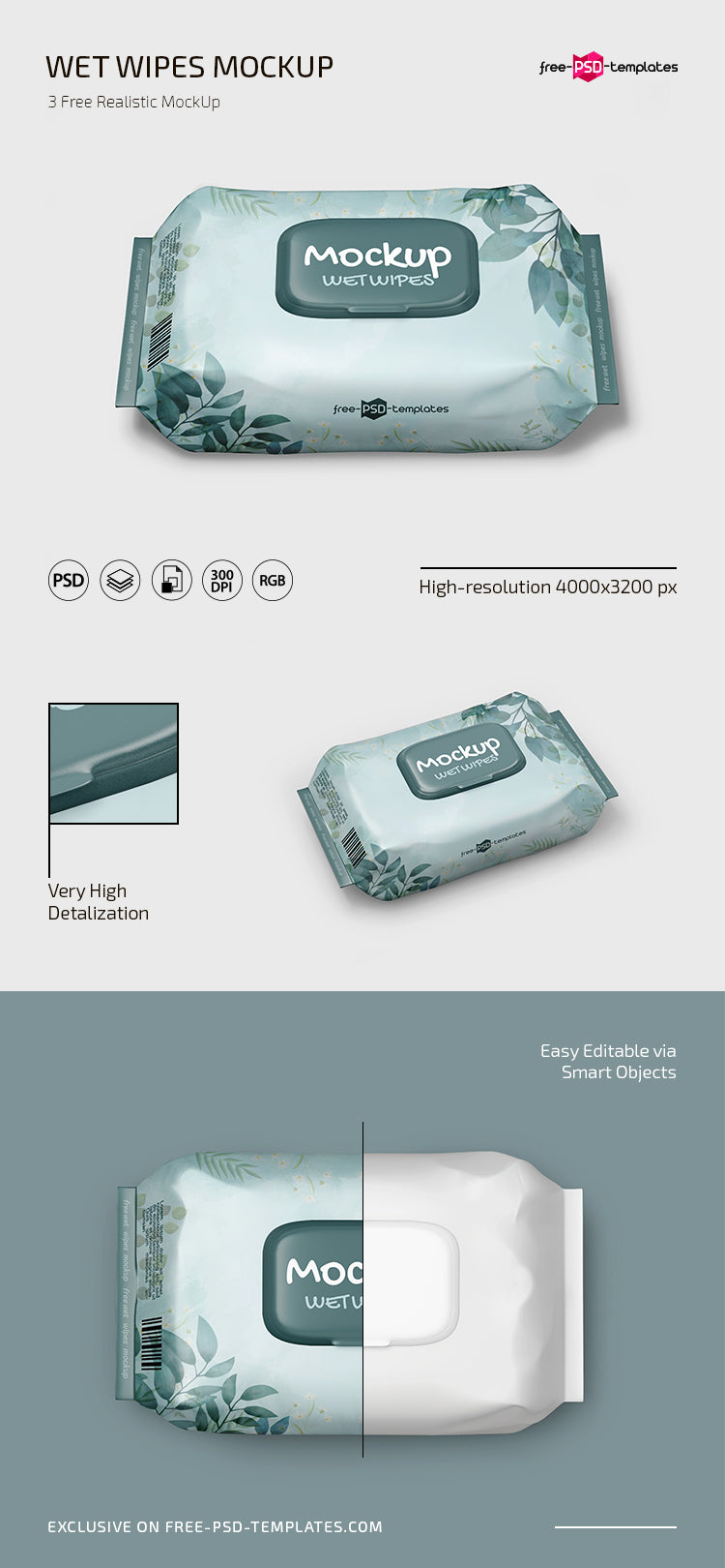 Free Wet Wipes Mockup Template In Psd