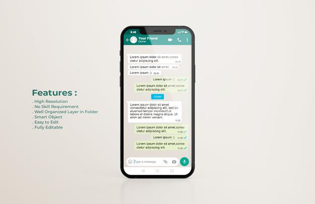 Free Whatsapp Interface Template On Mobile Phone Mockup Psd