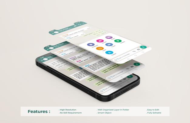 Free Whatsapp Messenger Template On Mobile Phone And Ui Ux App Presentation Mockup Psd