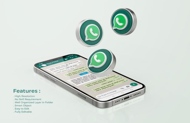 Free Whatsapp On Silver Mobile Phone Mockup Psd