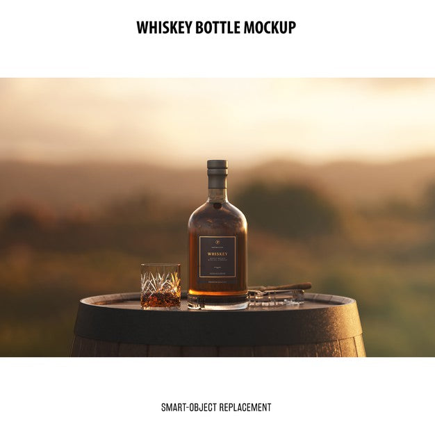 Free Whiskey Bottle Mockup Psd