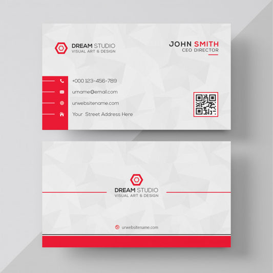 Free White Business Card With Red Details Psd