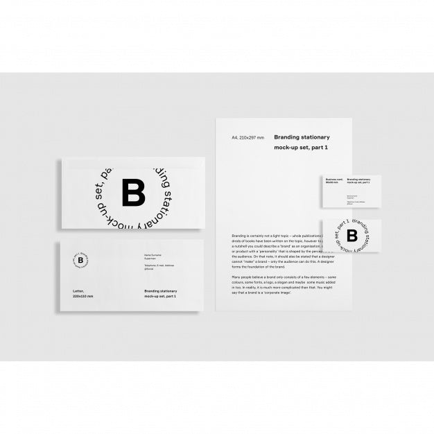 Free White Business Stationery Mock Up Frontal View Psd