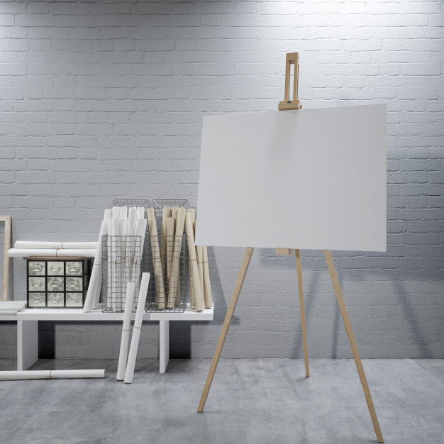 Free White Canvas On A Easel At The Art Room Psd