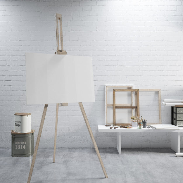 Free White Canvas On A Easel At The Art Room Psd