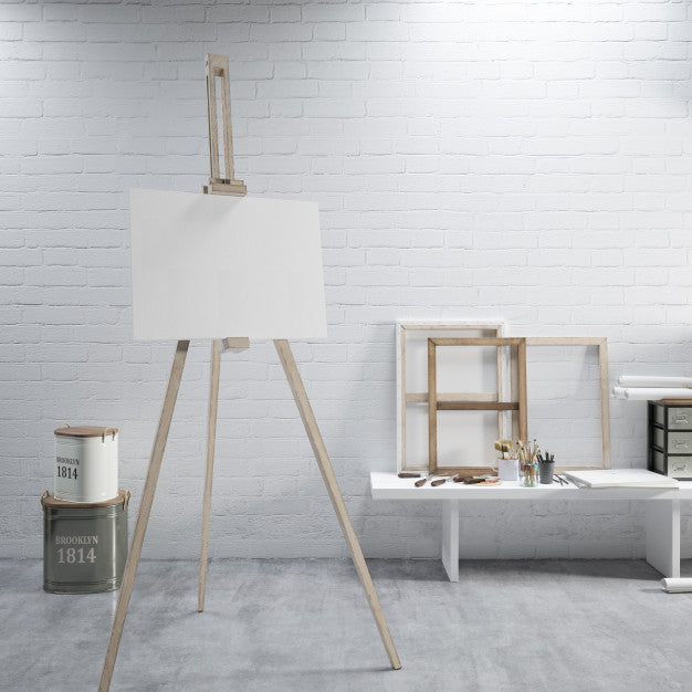 Free White Canvas On A Easel At The Art Room Psd