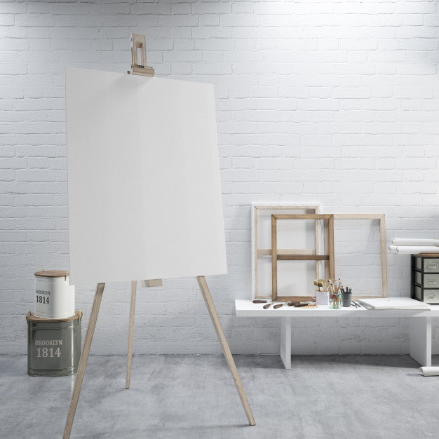 Free White Canvas On A Easel At The Art Room Psd