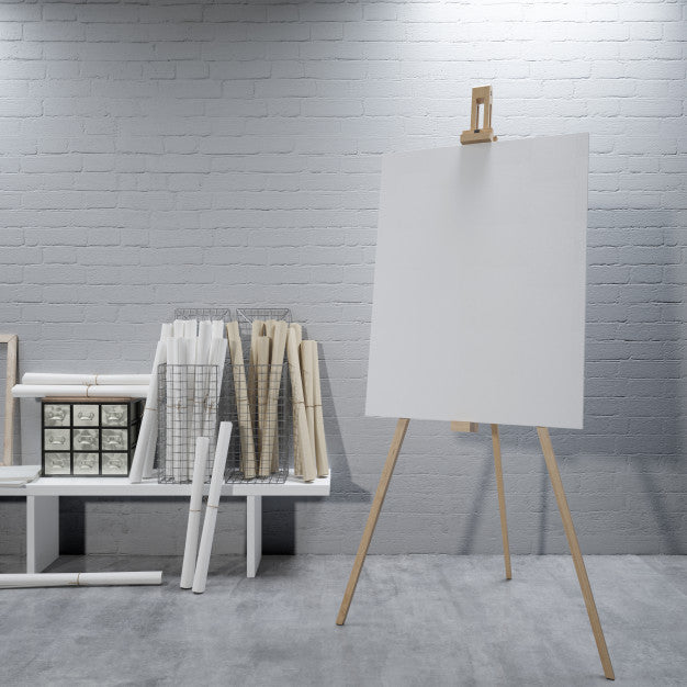 Free White Canvas On A Easel At The Art Room Psd