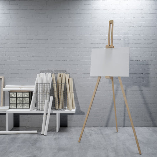 Free White Canvas On A Easel At The Art Room Psd