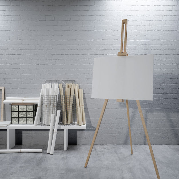 Free White Canvas On A Easel At The Art Room Psd