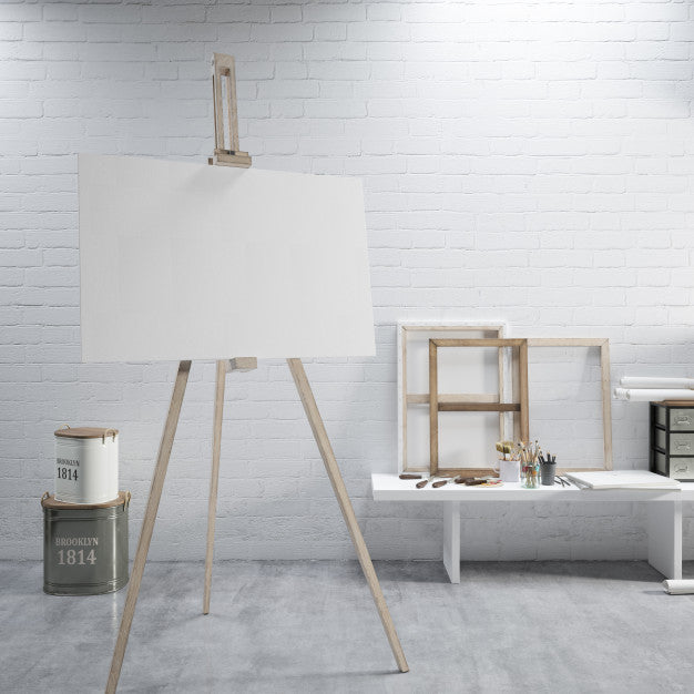 Free White Canvas On A Easel At The Art Room Psd