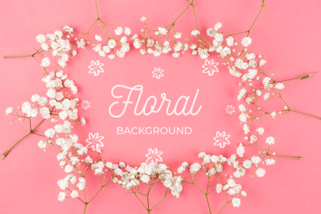 Free White Flowers Framing Mockup Psd