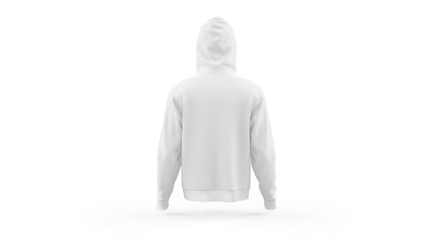 Free White Hoodie Mockup Template Isolated, Back View Psd