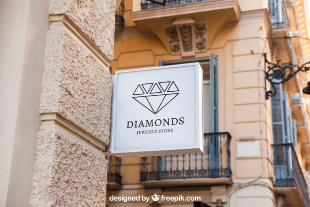 Free White Square Shop Sign Mockup