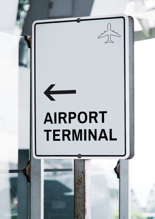 Free White Traffic Signboard Mockup At An Airport Psd