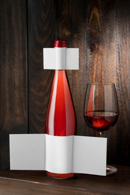 Free Wine Bottle Label  And Glass Mock Up Psd