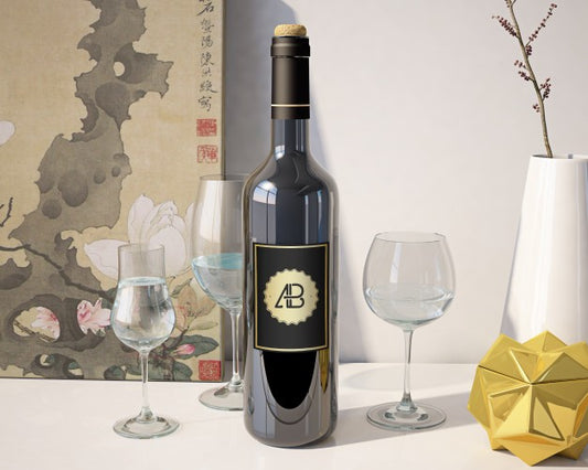 Free Wine Bottle Mock Up Psd