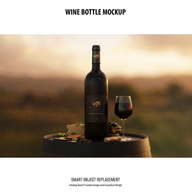 Free Wine Bottle Mockup Psd