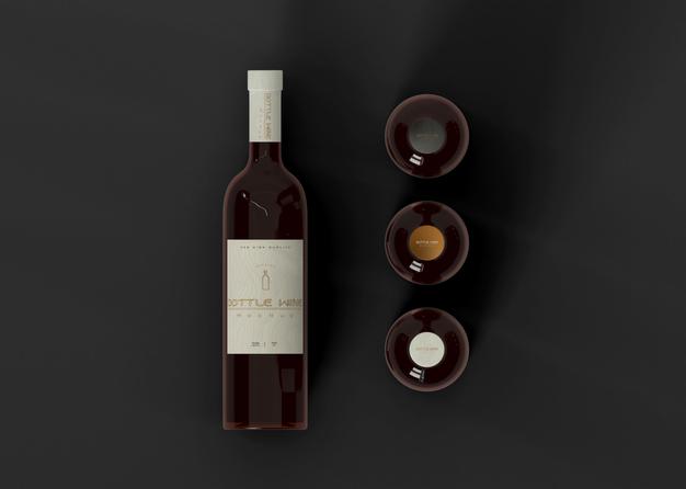 Free Wine Bottle Mockup Psd