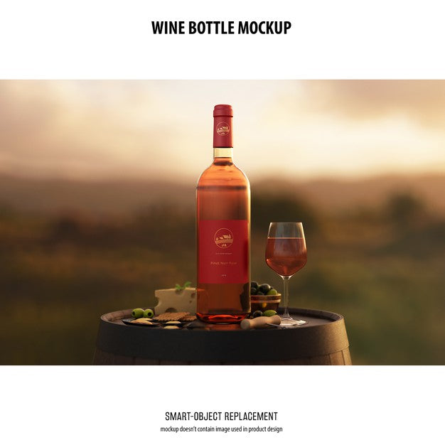 Free Wine Bottle Mockup Psd