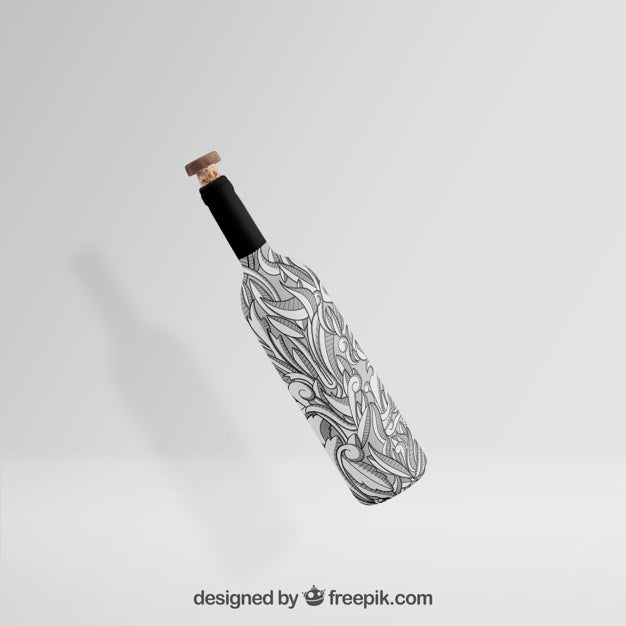 Free Wine Bottle Mockup Psd