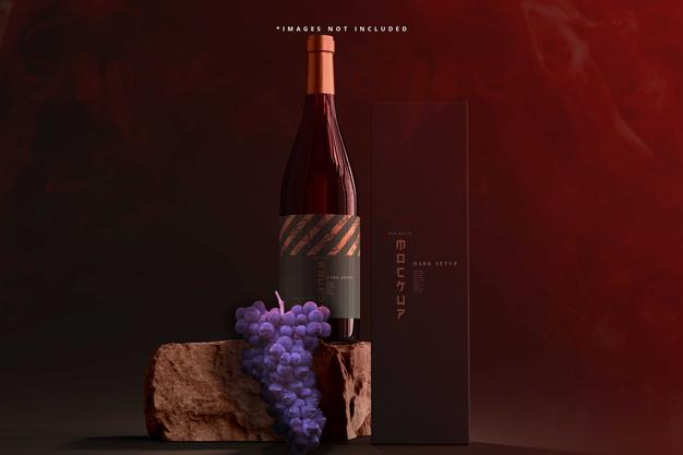 Free Wine Bottle Mockup Psd