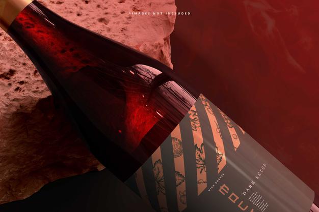 Free Wine Bottle Mockup Psd