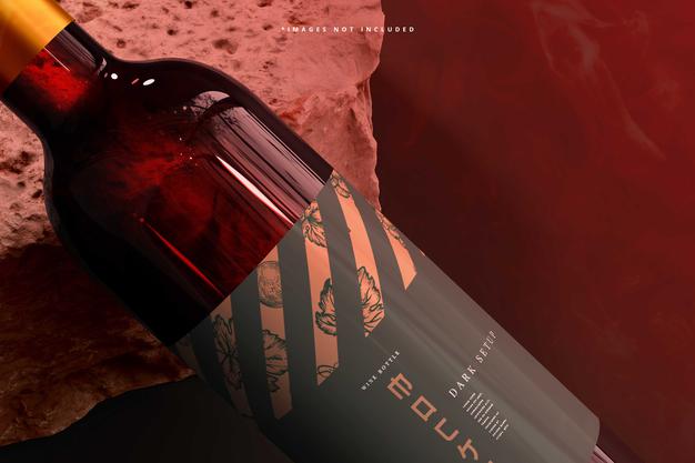 Free Wine Bottle Mockup Psd