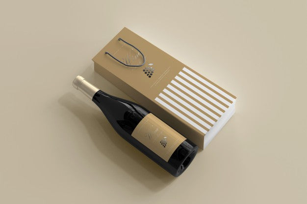 Free Wine Bottle Mockup With Bag Psd