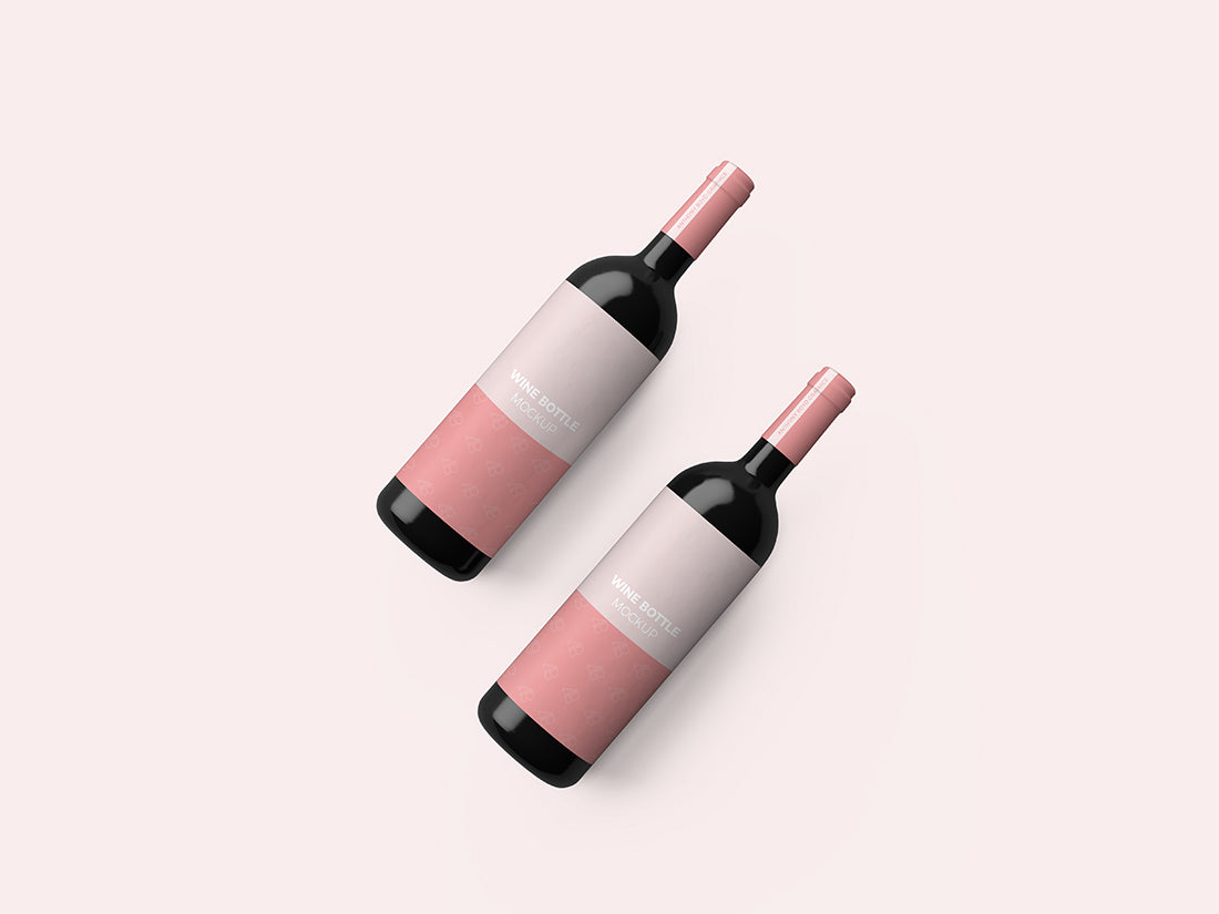 Free Wine Bottle Top View Mockup