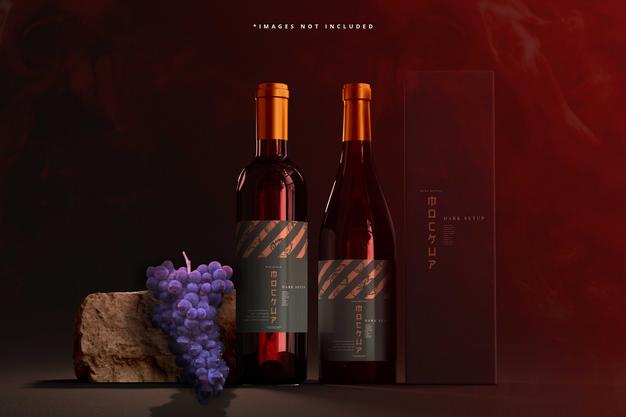 Free Wine Bottles Mockup Psd